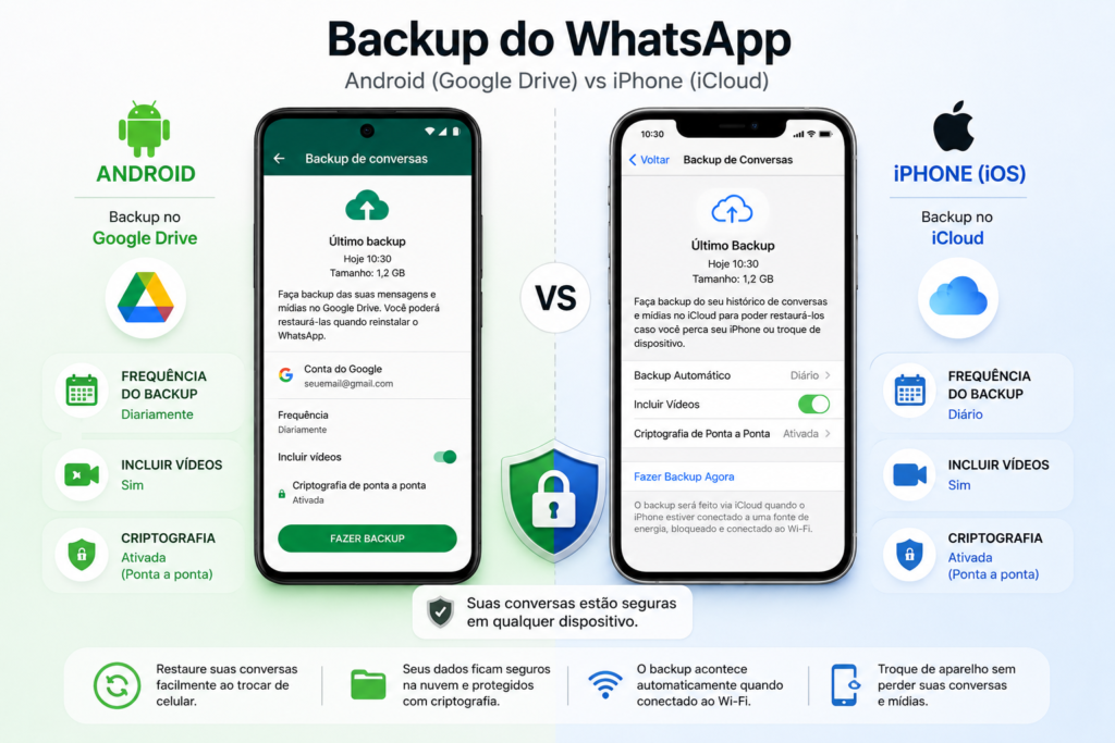 WhatsApp backup comparison between Android and iPhone