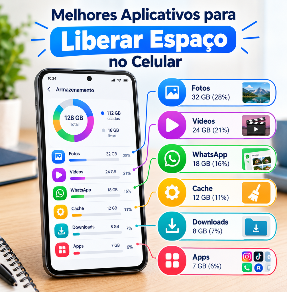 Arquivos que ocupam espaço no armazenamento do celular