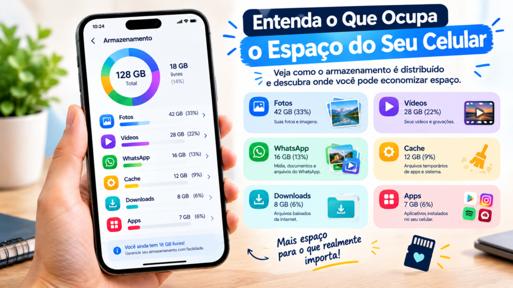 Arquivos que ocupam espaço no armazenamento do celular